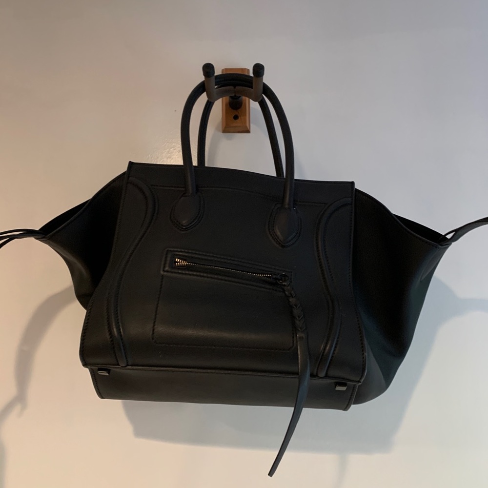 Celine Black Leather Phantom Luggage Tote